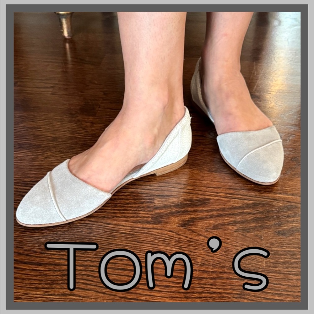 Toms Women's 2- Tone Cream - Light Gray Faux Suede Flats Sz 7.5 - Picture 1 of 14